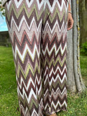 Khaki Zig Zag Wide Leg Trousers