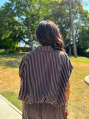 Chocolate Bubble Hem Striped Shirt Emma