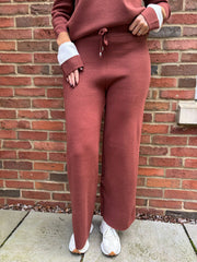 Chocolate Drawstring Knitted Trousers Ophelia