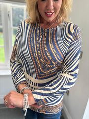 Navy Striped Chain Top Eliza