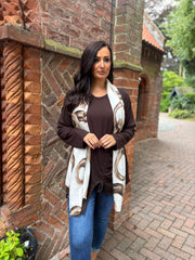 Chocolate Ribbed Drawstring Top Maisie