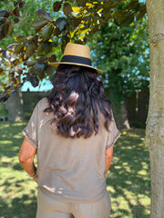 Mocha Lattice Trim Top Riley
