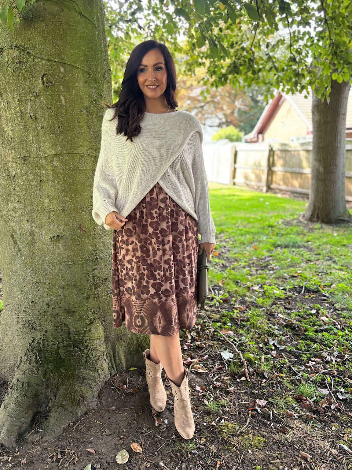 Stone Knitted Wrap Jumper Nell – Tillett's - Main Image