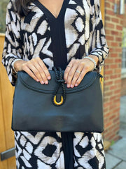 Black Braid Fasten Shoulder Bag