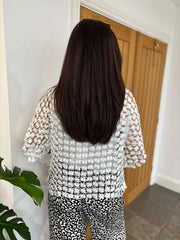 White Shimmer Flower Top Sarina