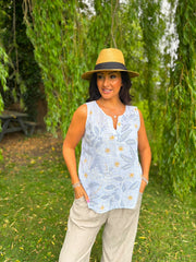 White Floral Sleeveless Top Amanda