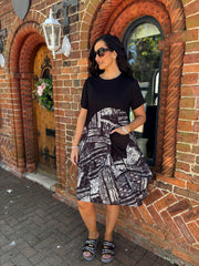 Monochrome Half Printed Pocket Dress Amelia