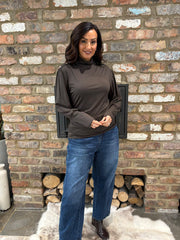 Chocolate Button Detail Roll Neck Eliza