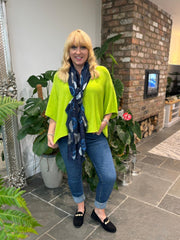 Lime V-Neck Reverse Seam Knit Diana