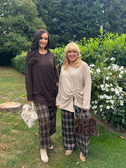 Chocolate Ribbed Drawstring Top Maisie