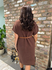 Chocolate Belted Knit Dress Veronica