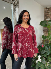 Wine Swirl Button Knit Brenda