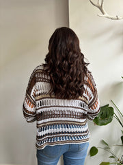 Chocolate Premium Striped Loose Knit Shona
