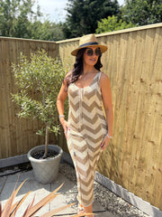 Gold Chevron Stripe Knit Dress Marcia