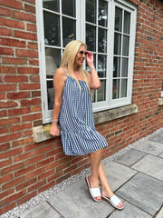 Navy Gingham Sun Dress Lauren