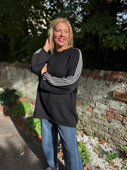 Black Designer Inspired Stripe Knit Yvonne