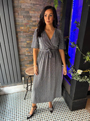 Silver Shimmer Angel Sleeve Dress Maddie