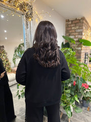 Black Sequin Velour Trim Jacket Trixie