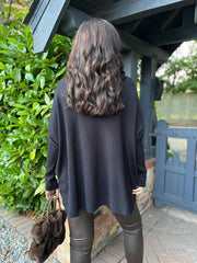 Black Applique Flower Knit Ella