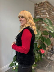 Black Soft Fringed Waistcoat Selma