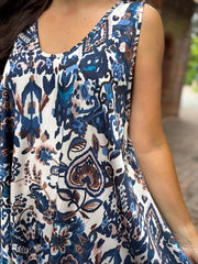 Navy Elegant Floral Vest Isabella