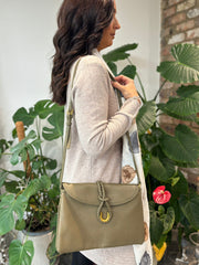 Khaki Braid Fasten Shoulder Bag