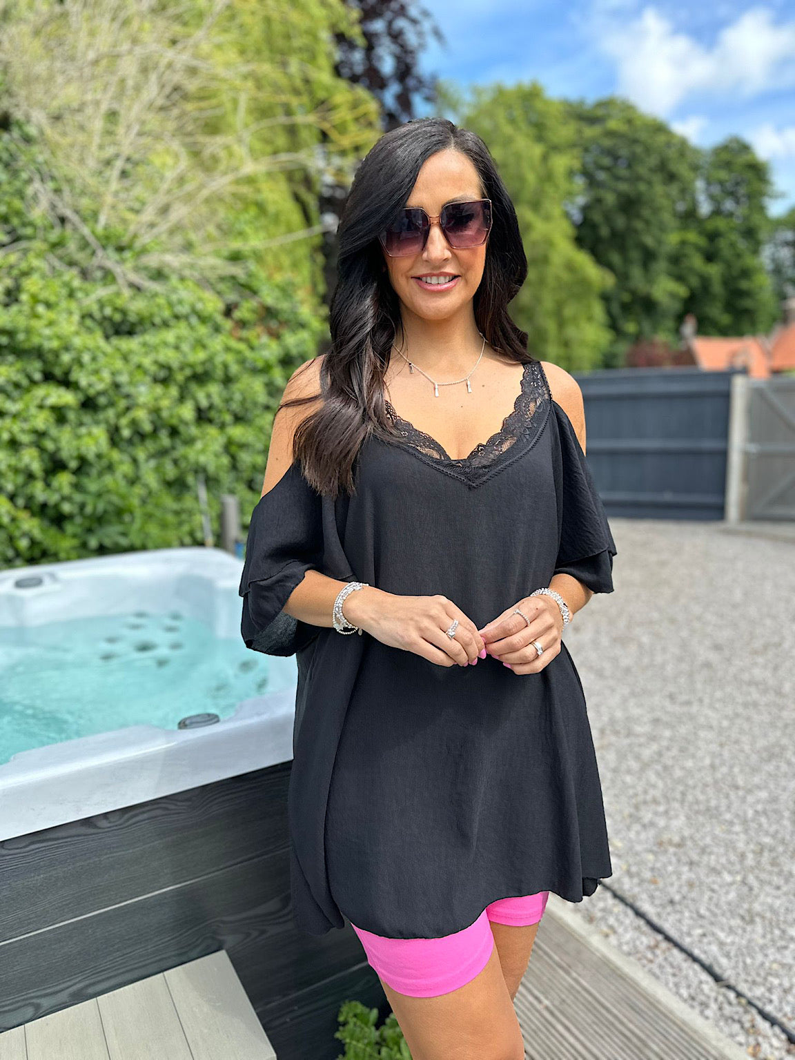 Black Lace Cold Shoulder Top Pia Tillett s