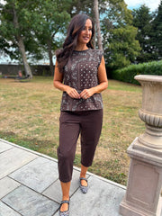 Chocolate Sleeveless Paisley Top Caitlyn