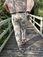Stone Floral Print Trousers Isla