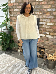 Stone Sleeveless Knitted Hoodie Sherida