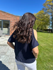 Navy Cold Shoulder Top Orla