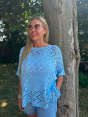 Blue Abstract Pattern Knit Tori