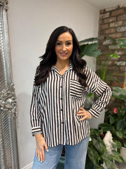 Chocolate Striped Single Pocket Shirt Maggie