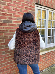 Leopard Premium Faux Fur Hooded Gilet