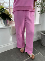 Candy Pink Bubble Cotton Trouser Set Hayley