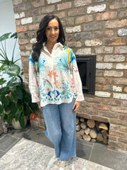 Cream Tropical Print Shirt Aubree