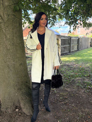 Winter White Boucle Stripe Detail Coat Mia
