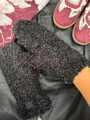 Black Fluffy Mittens