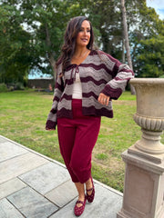 Wine Wave Tie Cardi Shona