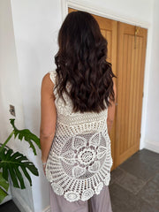 Cream Crochet Vest Top Cove