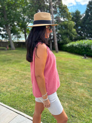 Rose Floral Mesh Bubble Cotton Top Robin