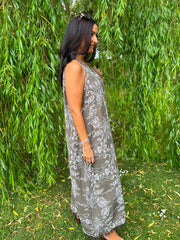 Khaki Luxury Wildflower Dress Abigail