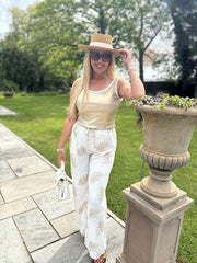White Leaf Wide Leg Trousers Josephine