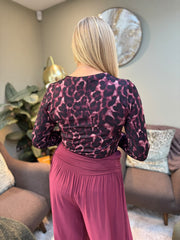 Wine Animal Print Top Amelia