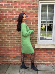Pistachio Ribbed Long Sleeve Dress Rhianna