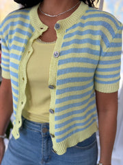 Lime Striped Knitted Cardi Evie