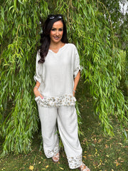 Stone Leopard Trim Co-Ord Theodora