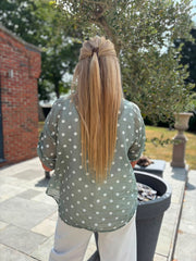 Sage Polka Dot Blouse Kathy