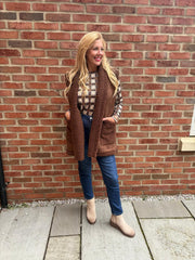 Chocolate Sherpa Textured Gilet