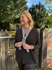 Chocolate Ribbed Knit Scarf Two Piece Jo